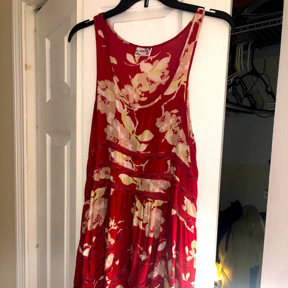 Intimately free people red floral slip dress xs